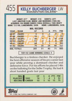 1992-93 Topps - Gold #455 Kelly Buchberger Back