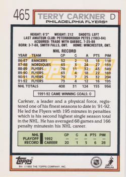 1992-93 Topps - Gold #465 Terry Carkner Back