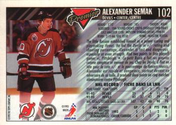 1993-94 O-Pee-Chee Premier - Gold #102 Alexander Semak Back