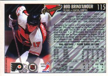 1993-94 O-Pee-Chee Premier - Gold #115 Rod Brind'Amour Back
