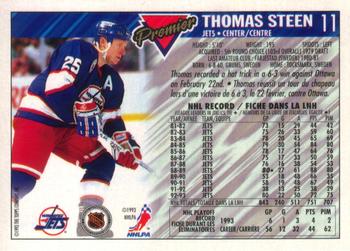 1993-94 O-Pee-Chee Premier - Gold #11 Thomas Steen Back