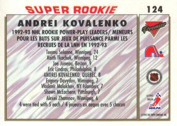 1993-94 O-Pee-Chee Premier - Gold #124 Andrei Kovalenko Back