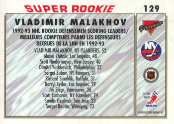 1993-94 O-Pee-Chee Premier - Gold #129 Vladimir Malakhov Back