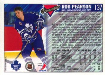 1993-94 O-Pee-Chee Premier - Gold #137 Rob Pearson Back