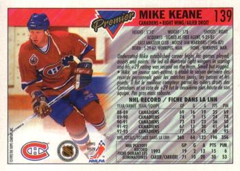 1993-94 O-Pee-Chee Premier - Gold #139 Mike Keane Back