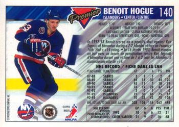 1993-94 O-Pee-Chee Premier - Gold #140 Benoit Hogue Back