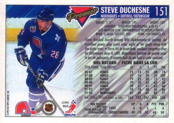 1993-94 O-Pee-Chee Premier - Gold #151 Steve Duchesne Back