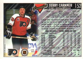 1993-94 O-Pee-Chee Premier - Gold #152 Terry Carkner Back