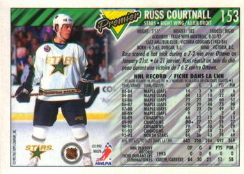 1993-94 O-Pee-Chee Premier - Gold #153 Russ Courtnall Back
