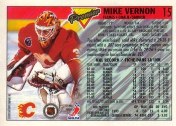 1993-94 O-Pee-Chee Premier - Gold #15 Mike Vernon Back
