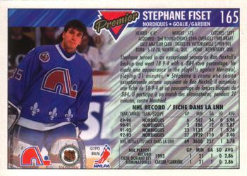 1993-94 O-Pee-Chee Premier - Gold #165 Stephane Fiset Back