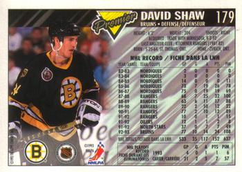 1993-94 O-Pee-Chee Premier - Gold #179 David Shaw Back
