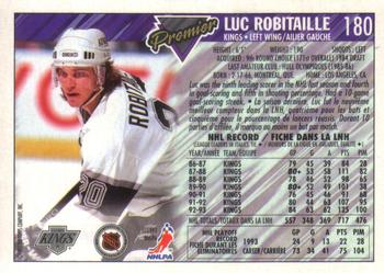 1993-94 O-Pee-Chee Premier - Gold #180 Luc Robitaille Back