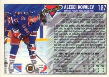 1993-94 O-Pee-Chee Premier - Gold #187 Alexei Kovalev Back