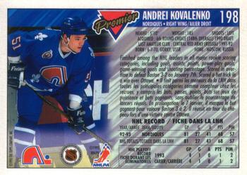 1993-94 O-Pee-Chee Premier - Gold #198 Andrei Kovalenko Back