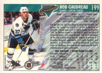 1993-94 O-Pee-Chee Premier - Gold #199 Rob Gaudreau Back