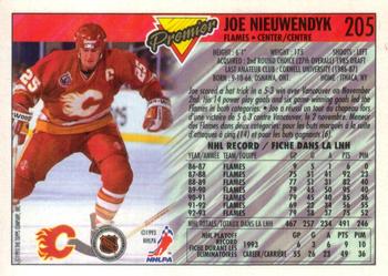 1993-94 O-Pee-Chee Premier - Gold #205 Joe Nieuwendyk Back