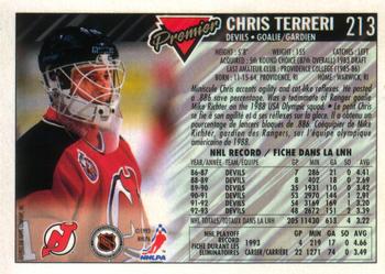 1993-94 O-Pee-Chee Premier - Gold #213 Chris Terreri Back