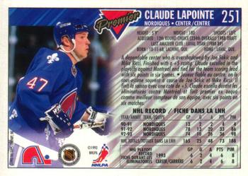 1993-94 O-Pee-Chee Premier - Gold #251 Claude LaPointe Back