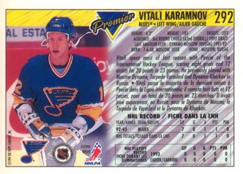 1993-94 O-Pee-Chee Premier - Gold #292 Vitali Karamnov Back