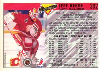 1993-94 O-Pee-Chee Premier - Gold #302 Jeff Reese Back