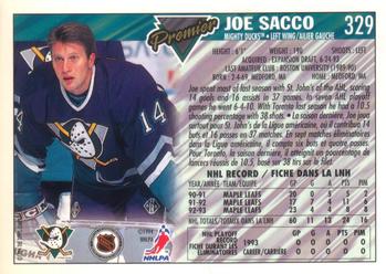 1993-94 O-Pee-Chee Premier - Gold #329 Joe Sacco Back