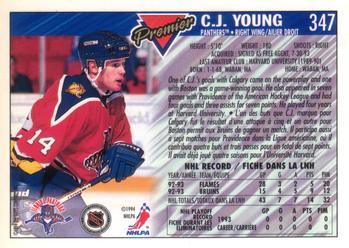 1993-94 O-Pee-Chee Premier - Gold #347 C.J. Young Back