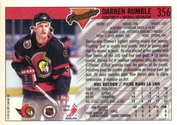 1993-94 O-Pee-Chee Premier - Gold #356 Darren Rumble Back