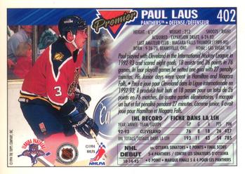 1993-94 O-Pee-Chee Premier - Gold #402 Paul Laus Back