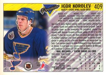 1993-94 O-Pee-Chee Premier - Gold #409 Igor Korolev Back