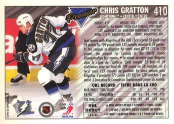 1993-94 O-Pee-Chee Premier - Gold #410 Chris Gratton Back