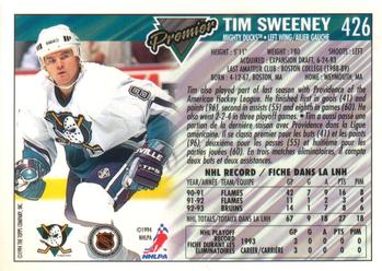 1993-94 O-Pee-Chee Premier - Gold #426 Tim Sweeney Back