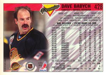1993-94 O-Pee-Chee Premier - Gold #428 Dave Babych Back