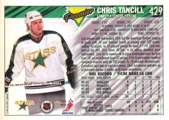 1993-94 O-Pee-Chee Premier - Gold #429 Chris Tancill Back