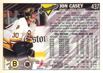 1993-94 O-Pee-Chee Premier - Gold #437 Jon Casey Back