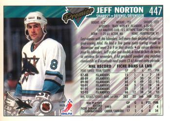 1993-94 O-Pee-Chee Premier - Gold #447 Jeff Norton Back
