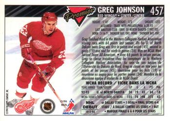 1993-94 O-Pee-Chee Premier - Gold #457 Greg Johnson Back