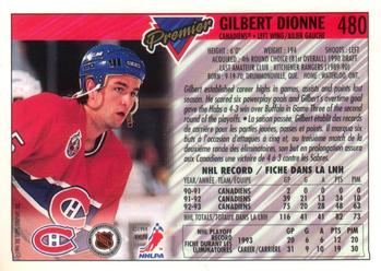 1993-94 O-Pee-Chee Premier - Gold #480 Gilbert Dionne Back