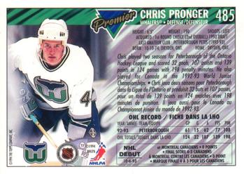 1993-94 O-Pee-Chee Premier - Gold #485 Chris Pronger Back