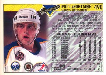 1993-94 O-Pee-Chee Premier - Gold #490 Pat LaFontaine Back