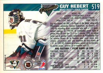 1993-94 O-Pee-Chee Premier - Gold #519 Guy Hebert Back
