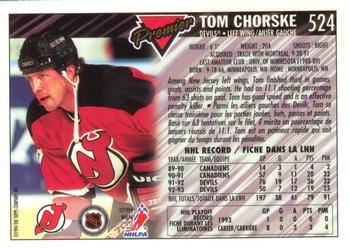 1993-94 O-Pee-Chee Premier - Gold #524 Tom Chorske Back