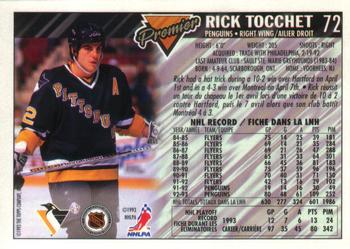 1993-94 O-Pee-Chee Premier - Gold #72 Rick Tocchet Back