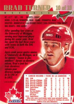 1993-94 O-Pee-Chee Premier - Team Canada #10 Brad Turner Back