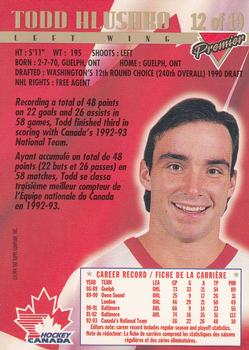 1993-94 O-Pee-Chee Premier - Team Canada #12 Todd Hlushko Back
