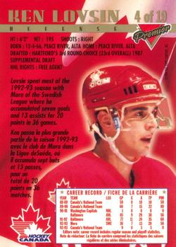 1993-94 O-Pee-Chee Premier - Team Canada #4 Ken Lovsin Back