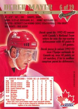1993-94 O-Pee-Chee Premier - Team Canada #6 Derek Mayer Back