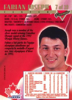 1993-94 O-Pee-Chee Premier - Team Canada #7 Fabian Joseph Back