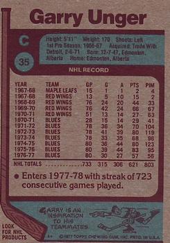 1977-78 Topps #35 Garry Unger Back