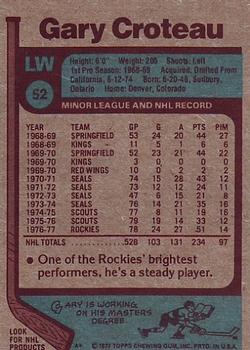 1977-78 Topps #52 Gary Croteau Back